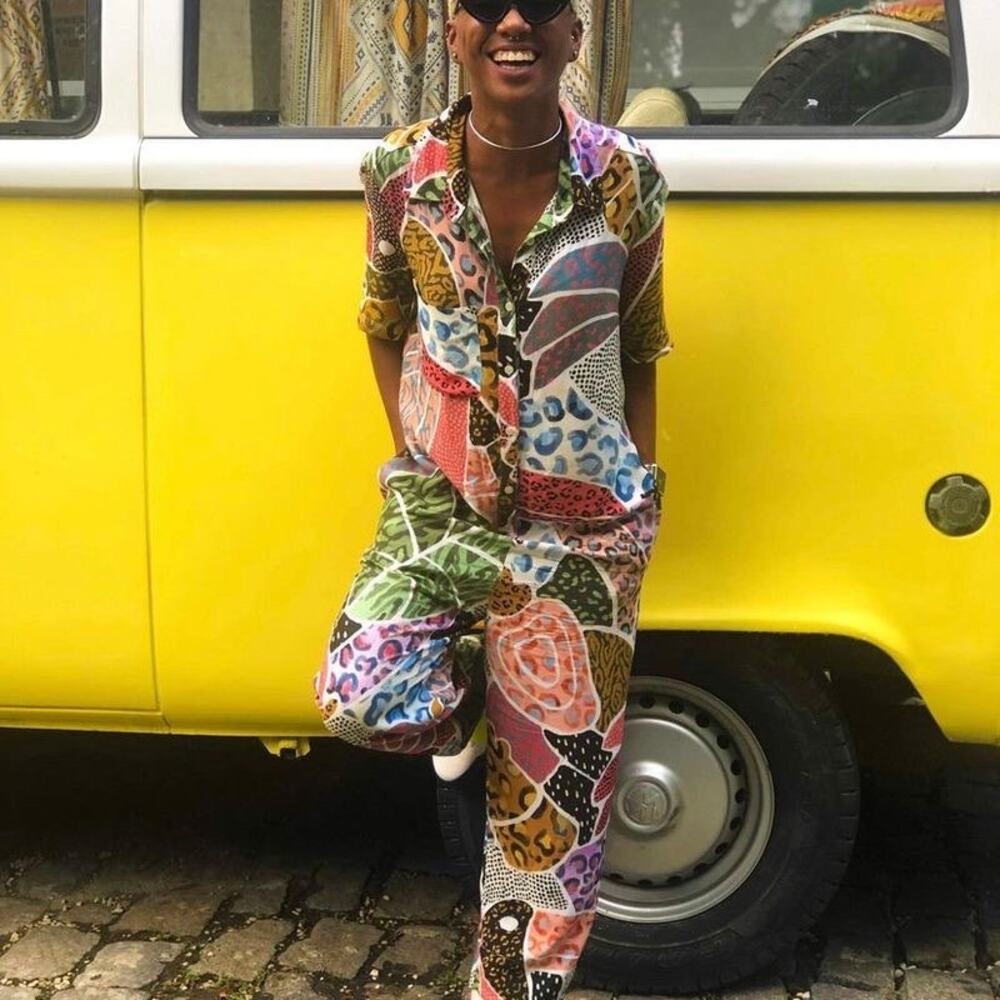 Farm Rio Palm Patchwork Jumpsuit M